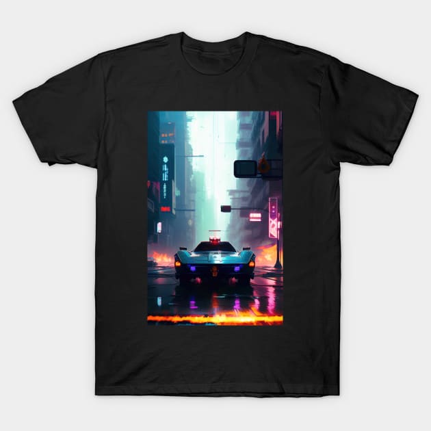 Abstract Cyberpunk City T-Shirt by Voodoo Production